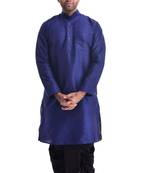 Blue Plain Silk Blend Dhoti Kurta