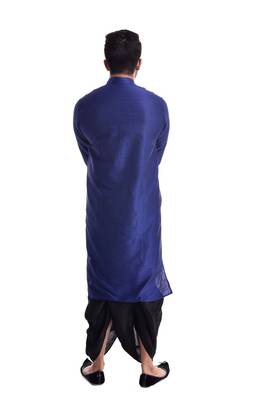 Blue Plain Silk Blend Dhoti Kurta 2