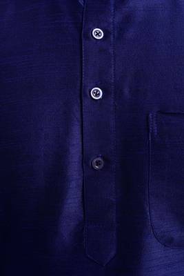 Blue Plain Silk Blend Dhoti Kurta 4