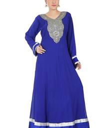 Blue embroidered georgette islamic-kaftans