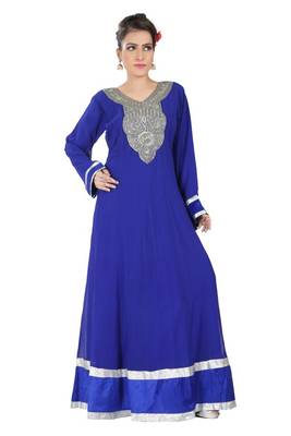 Blue embroidered georgette islamic-kaftans 3