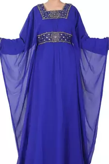 Blue embroidered georgette islamic kaftan
