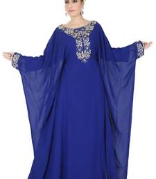 Blue embroidered georgette islamic-kaftans