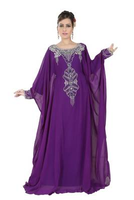Purple embroidered georgette islamic-kaftans 2