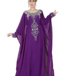 Purple embroidered georgette islamic-kaftans