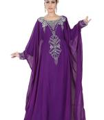 Purple embroidered georgette islamic-kaftans