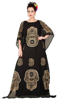 Black embroidered georgette islamic-kaftans