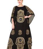 Black embroidered georgette islamic-kaftans
