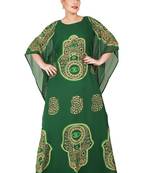 Green embroidered georgette islamic-kaftans