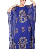 Blue embroidered georgette islamic-kaftans