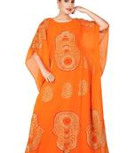 Orange embroidered georgette islamic-kaftans
