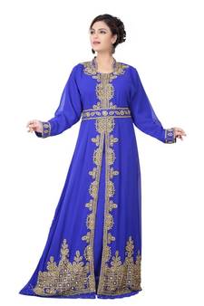 Blue embroidered georgette islamic-kaftans