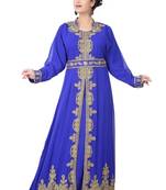 Blue embroidered georgette islamic-kaftans