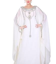 White embroidered georgette islamic-kaftans