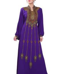 Purple embroidered georgette islamic-kaftans