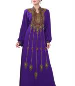 Purple embroidered georgette islamic-kaftans