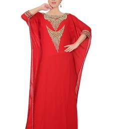 Red embroidered georgette islamic-kaftans