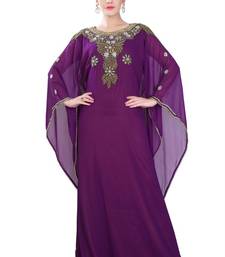 Purple embroidered georgette islamic-kaftans