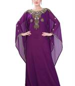 Purple embroidered georgette islamic-kaftans