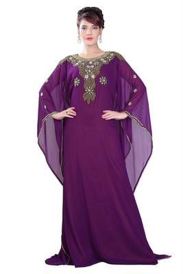 Purple embroidered georgette islamic-kaftans 2