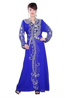 Blue embroidered georgette islamic-kaftans