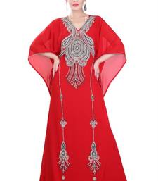 Red embroidered georgette islamic-kaftans