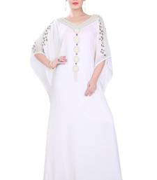 White embroidered georgette islamic-kaftans
