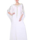 White embroidered georgette islamic-kaftans