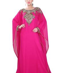 Pink embroidered georgette islamic-kaftans