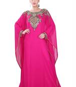Pink embroidered georgette islamic-kaftans