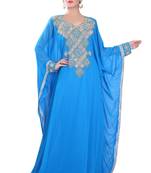 Blue embroidered georgette islamic-kaftans