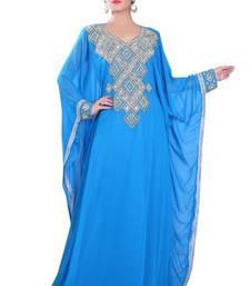 Blue embroidered georgette islamic-kaftans