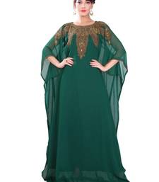 Green embroidered georgette islamic-kaftans