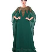 Green embroidered georgette islamic-kaftans