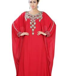 Red embroidered georgette islamic-kaftans