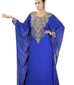 Blue embroidered georgette islamic-kaftans