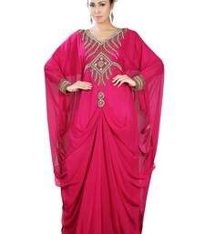 Pink embroidered georgette islamic-kaftans