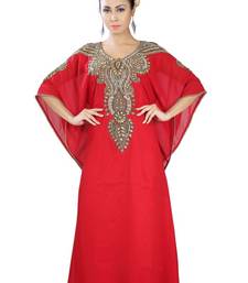 Red embroidered georgette islamic-kaftans