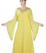 Yellow embroidered georgette islamic-kaftans
