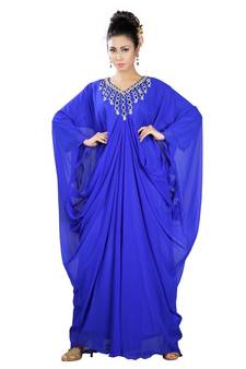 Blue embroidered georgette islamic-kaftans
