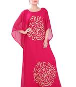 Pink embroidered georgette islamic-kaftans