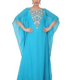Blue embroidered georgette islamic-kaftans
