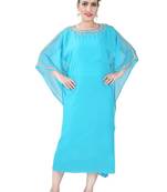 Blue embroidered georgette islamic-kaftans