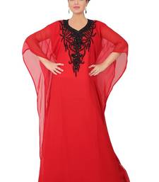 Red embroidered georgette islamic-kaftans