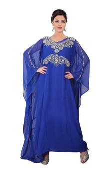 Blue embroidered georgette islamic-kaftans