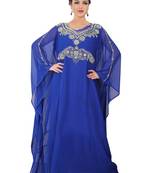 Blue embroidered georgette islamic-kaftans