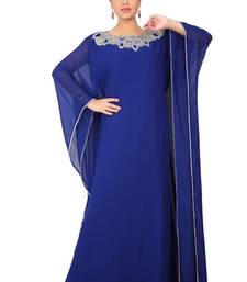 Blue embroidered georgette islamic-kaftans
