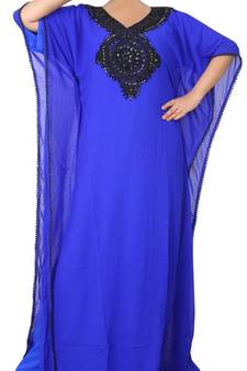 Blue embroidered georgette islamic-kaftans