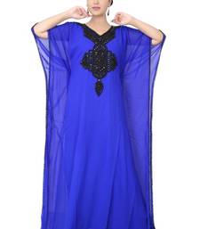 Blue embroidered georgette islamic-kaftans