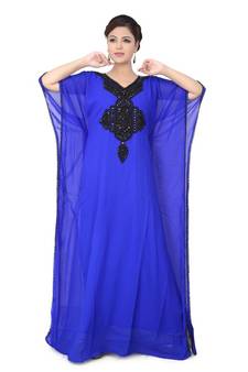 Blue embroidered georgette islamic-kaftans